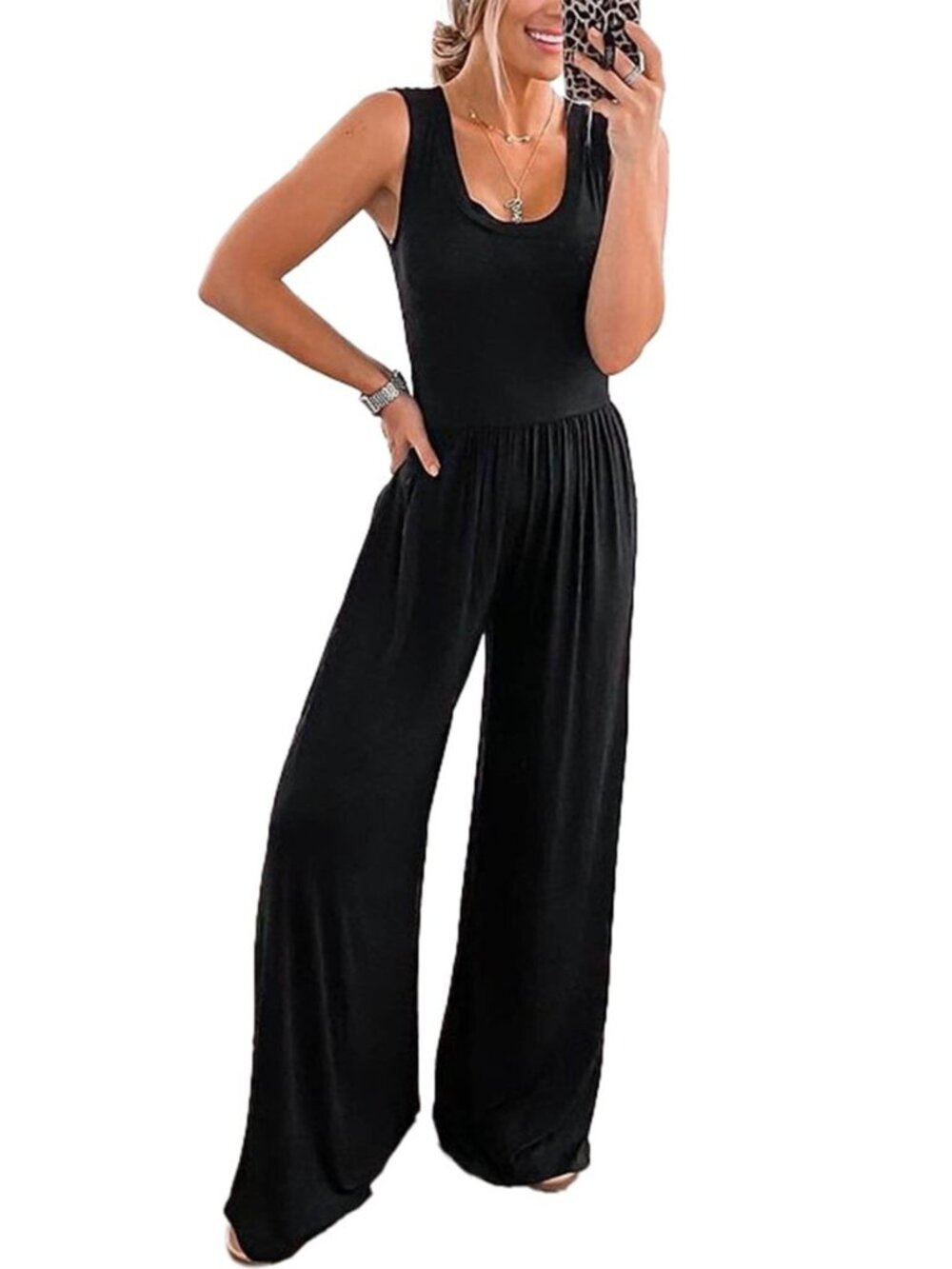 Women's Sleeveless Wide Leg One Piece Jumpsuits